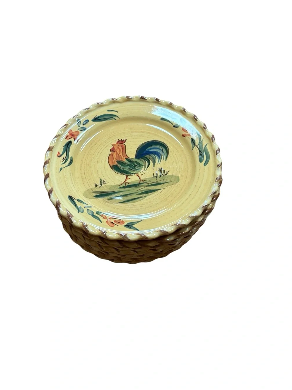 Target HOME Hand-Painted Rooster Ceramic Dessert/Salad Plates 8 3/4- Set of 8